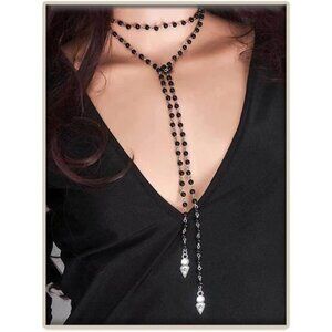 Gothic Jewelry for Women Black Beaded Necklaces Long Wrap Around Choker
